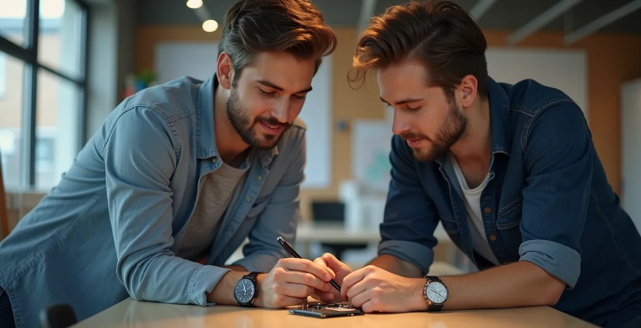 Vue intérieure de l'espace d'innovation Centech à l'ÉTS avec entrepreneurs travaillant sur des prototypes technologiques