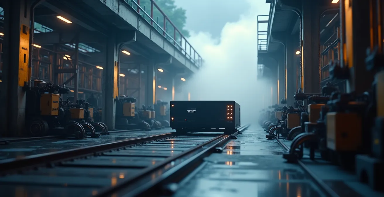 Vue symbolique d'une passerelle IoT reliant une machine industrielle traditionnelle à des systèmes cloud modernes