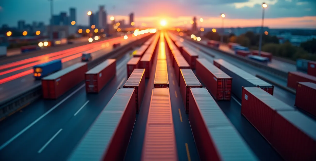 Carte stratégique des zones de cross-docking autour de Montréal avec connexions ferroviaires et routières